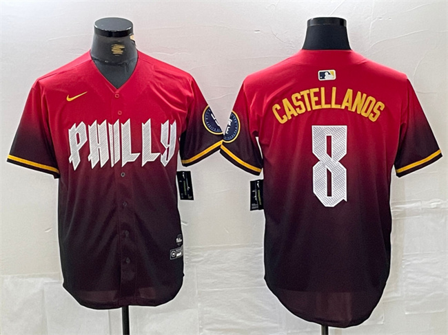 Men's Philadelphia Phillies #8 Nick Castellanos Red 2024 City Connect Limited Stitched Jersey